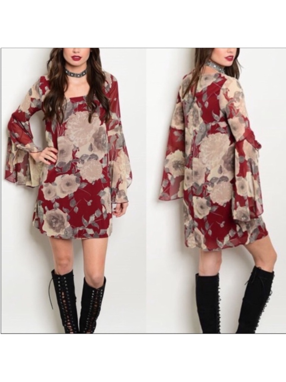 NWOT Lila Floral Bell Sleeve Dress